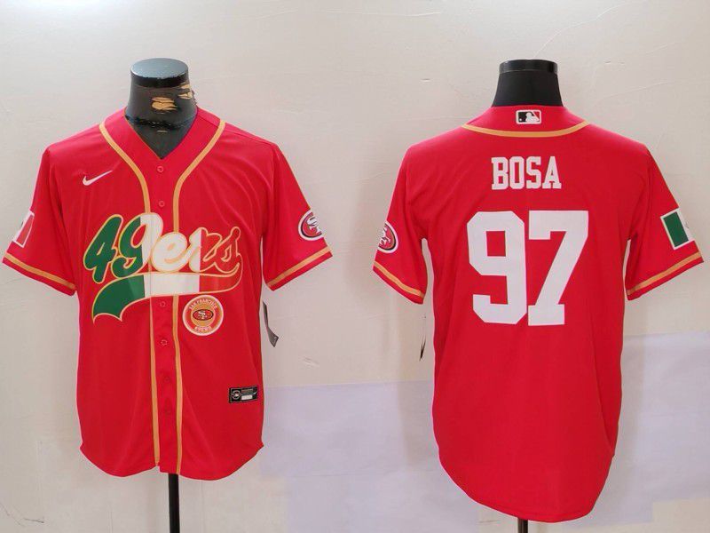 Men San Francisco 49ers 97 Bosa Red Second generation Mexican Joint Name 2024 Nike Limited NFL Jersey style 3
